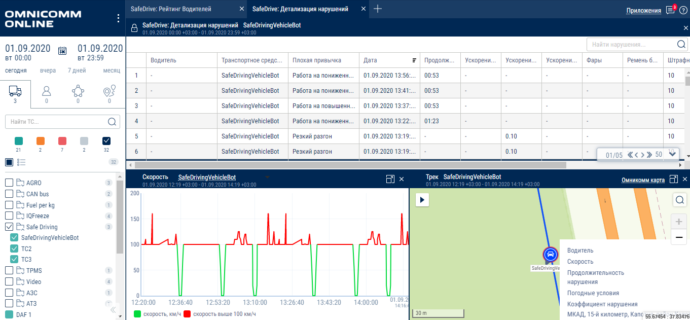 Детализация нарушений Omnicomm Online